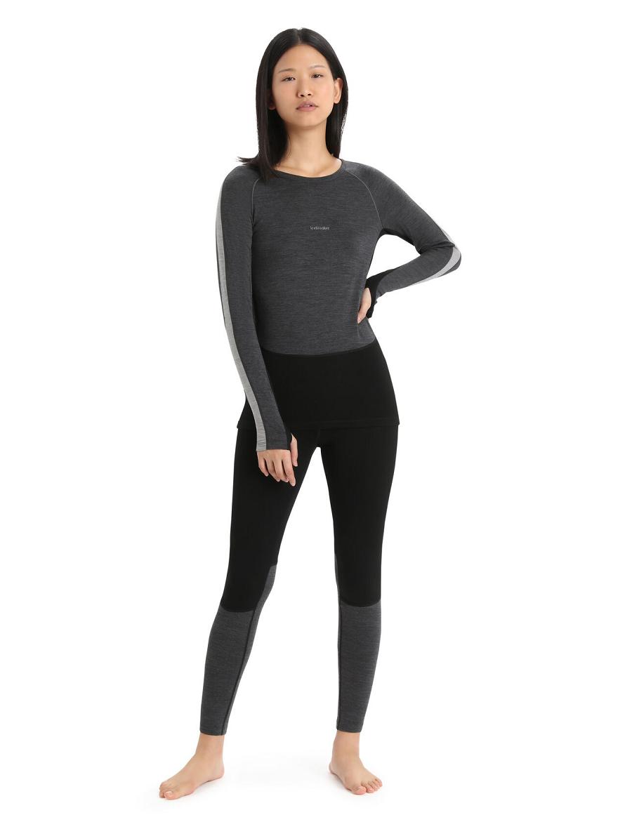 Jet Heather / Black Women's Icebreaker 200 ZoneKnit™ Merino Long Sleeve Crewe One Piece & Sets | USA 1806OKIR